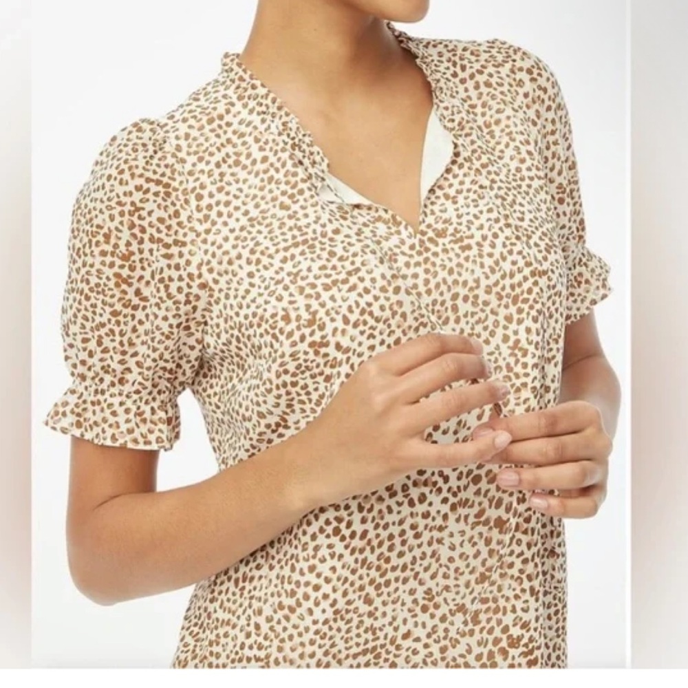 J crew factory leopard tan blouse tie up blouse